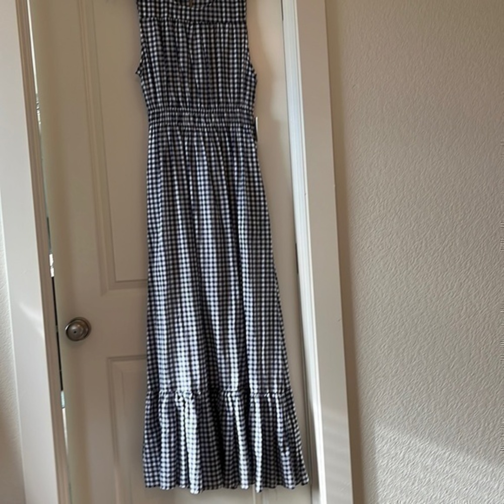 Draper James Blue and White Gingham Maxi Dress